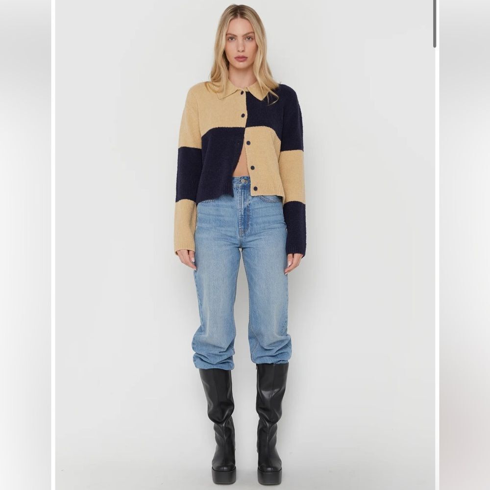 Oak + Fort Checkered Cardigan Size M Oversized  Wool Blend Cozy